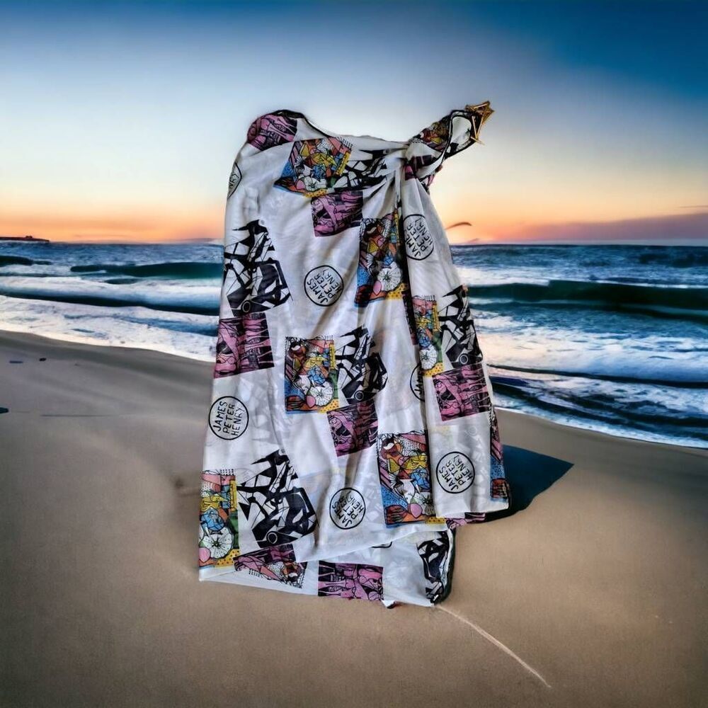 Swiminista x James Peter Henry Superb Long Sarong Art Toss Print Coverup One Siz